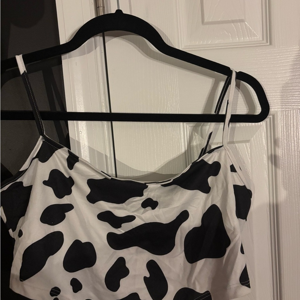Black and White Cow Print Women's Top